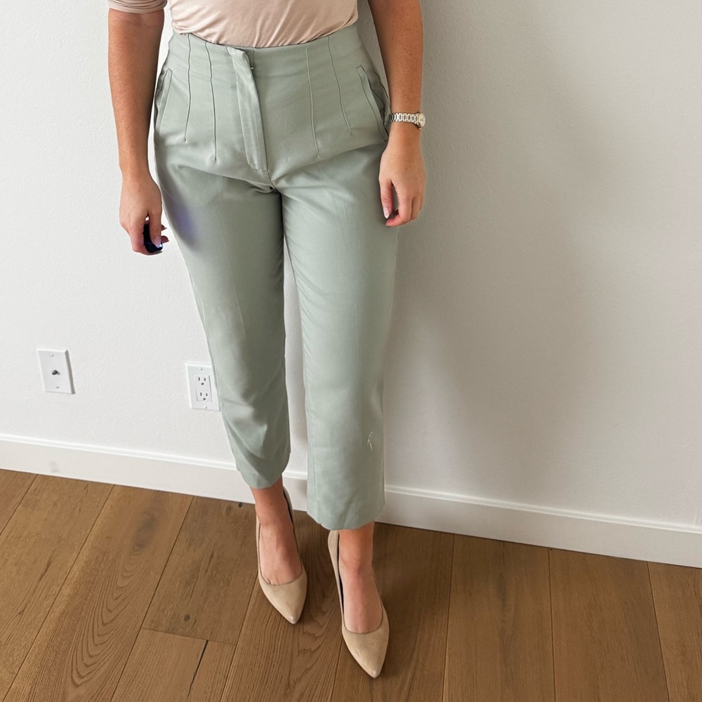 Women's Sage Green High-Waisted Pants